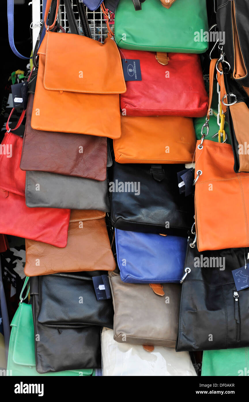 Leather goods store, leather handbags, handbags, Pisa, Tuscany, Italy, Europe Stock Photo
