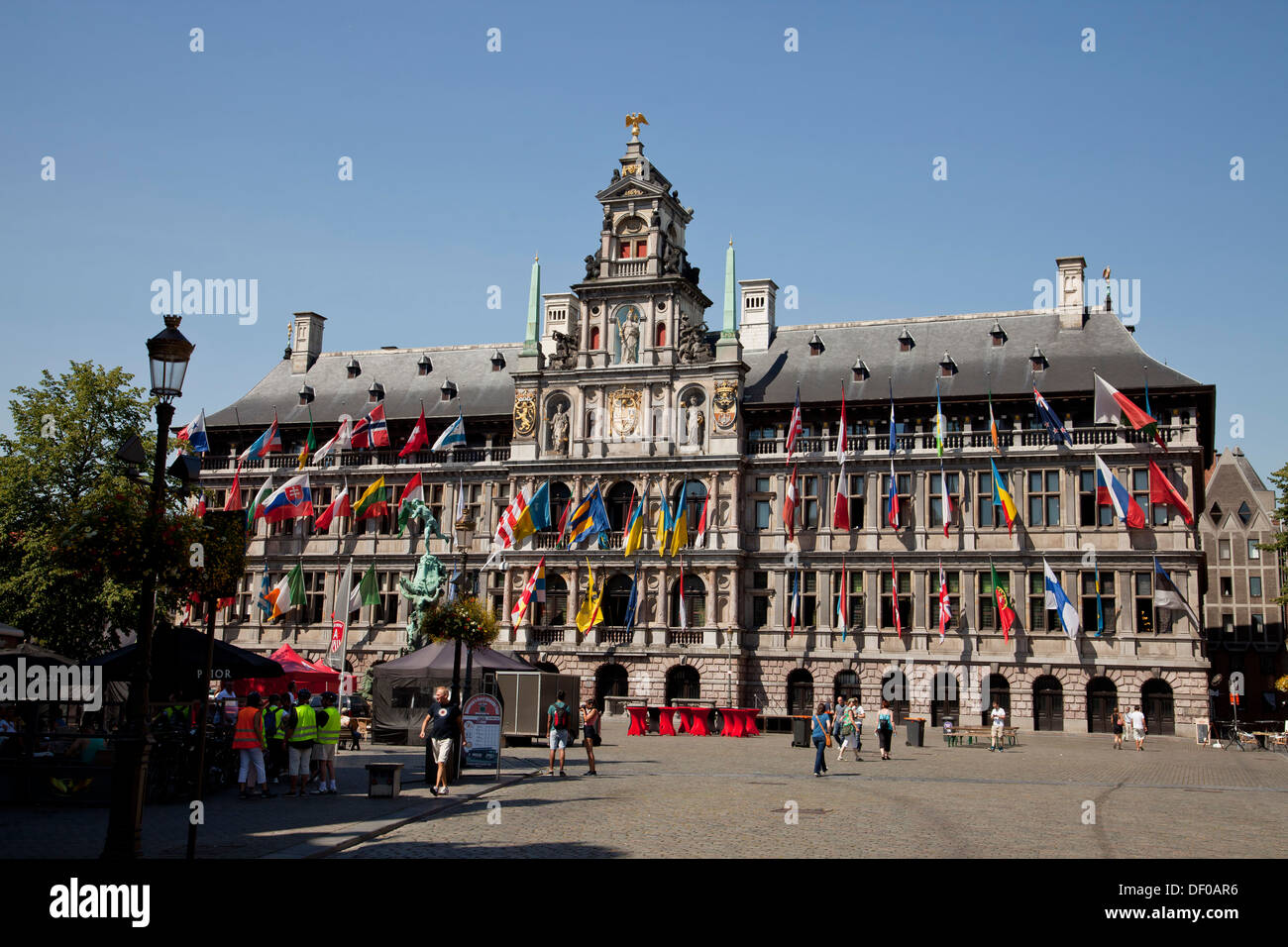 Antwerp City Hall at the Grote Markt or Main Square in Antwerp, Belgium, Europe Stock Photo