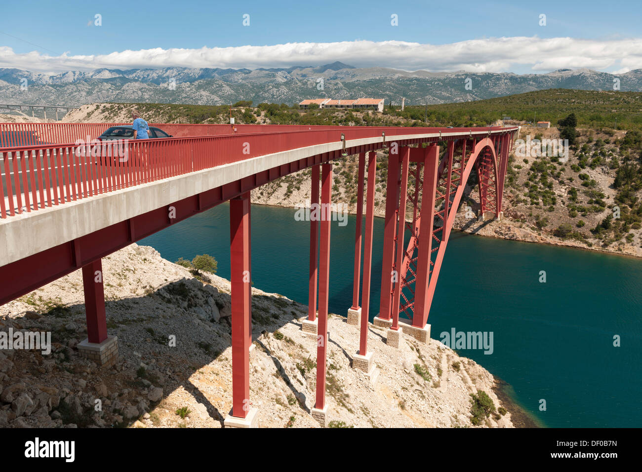 Stari Most Maslenica bridge, N8 highway crossing a canal, Dalmatia, Croatia, Southern Europe, Europe Stock Photo