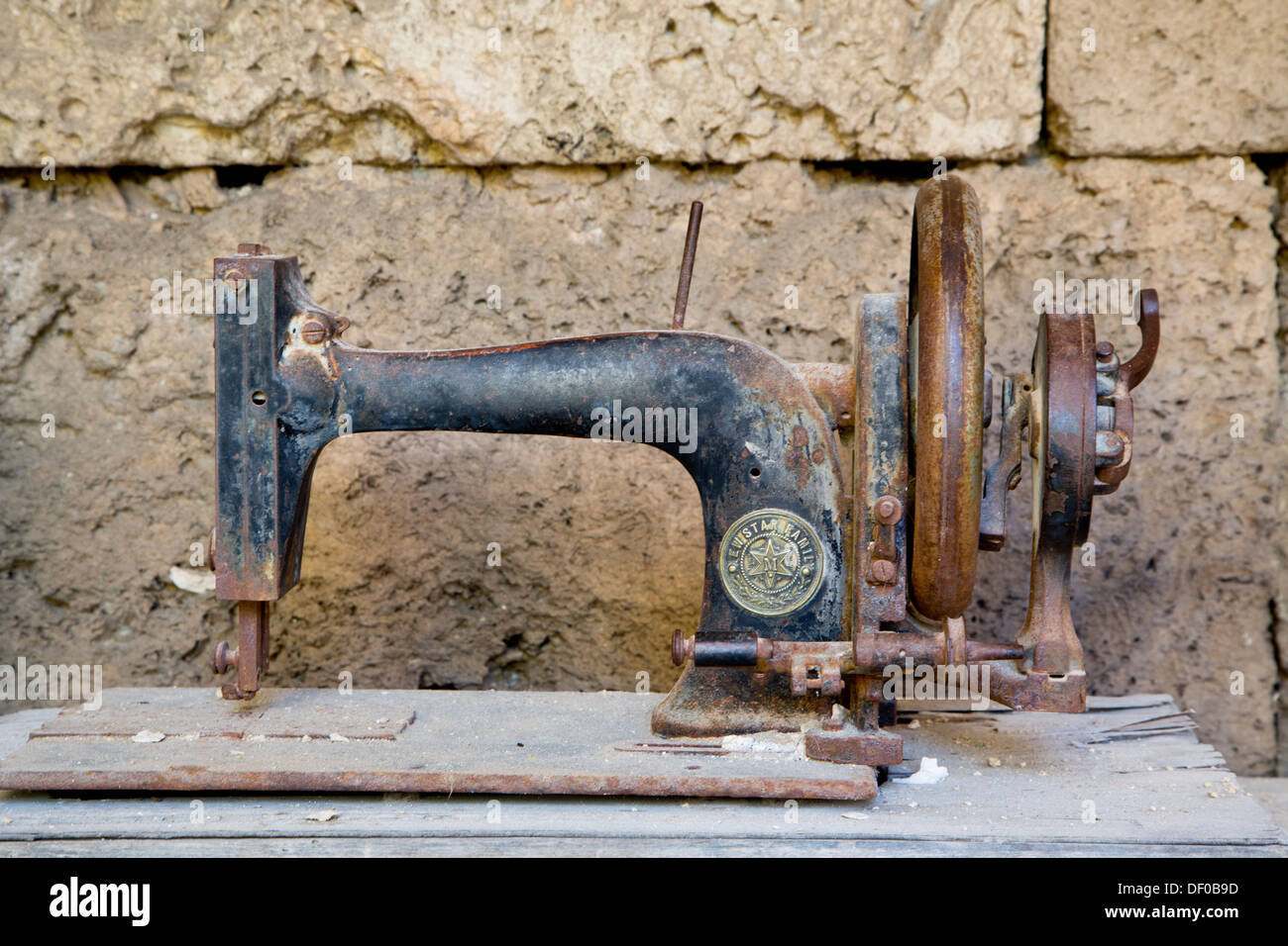 Metal old Sewing Machine on display at caravansary at Sultanhani