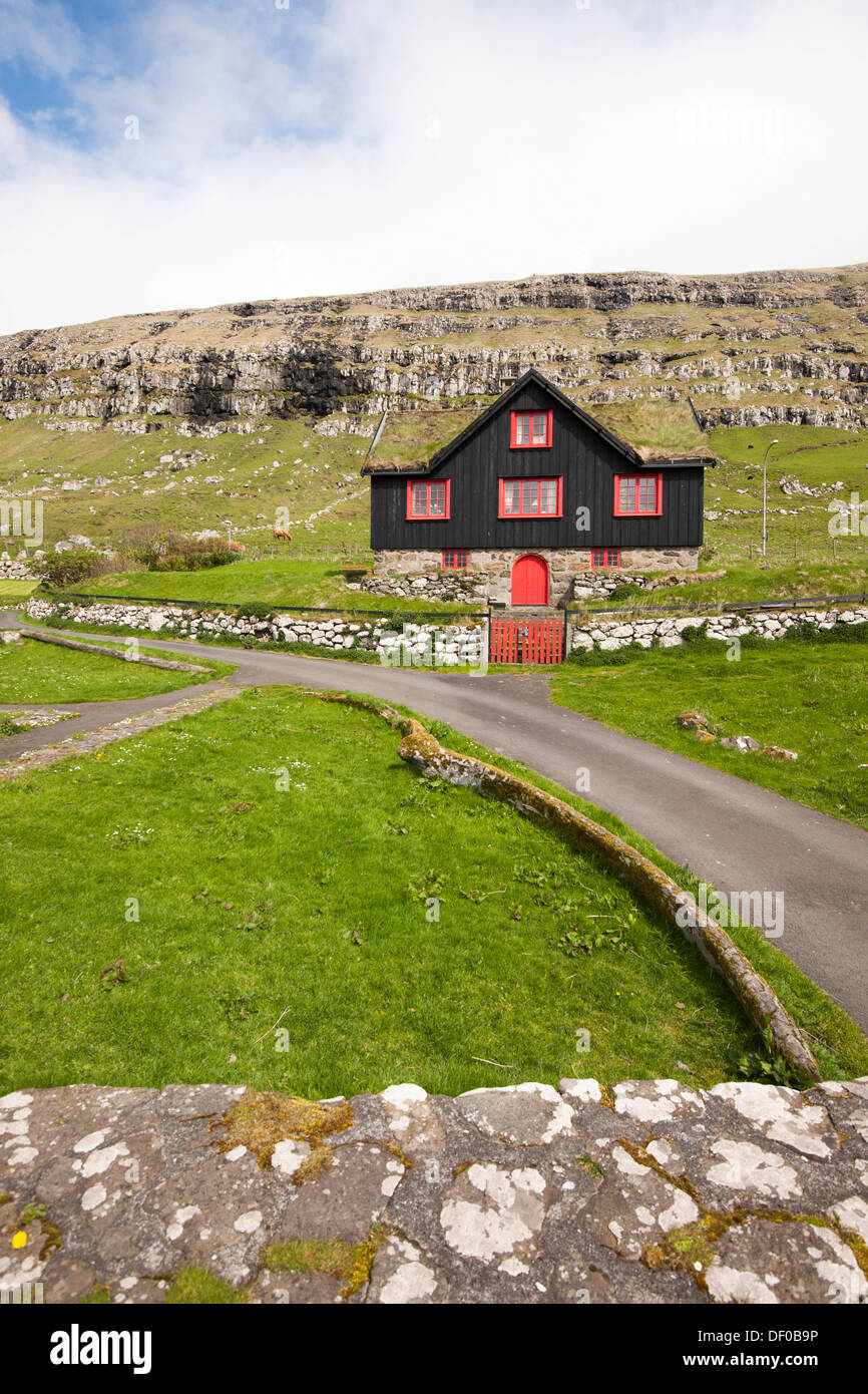 Bishop's Palace, Kirkjubour, Streymoy Island, Faroe Islands, Denmark, North Atlantic, Northern Europe, Europe Stock Photo