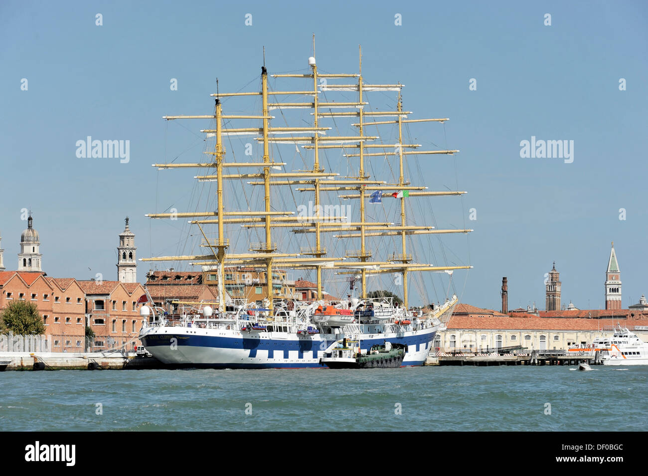 Cruise ship, Royal Clipper, 133.74m long, built in 1909, 227 passengers, at the pier in Venice, Veneto, Italy, Europe Stock Photo
