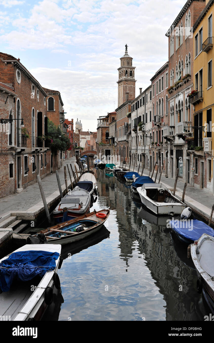 Canal with houses in the Zattere quarter, Venice, Veneto, Italy, Europe Stock Photo