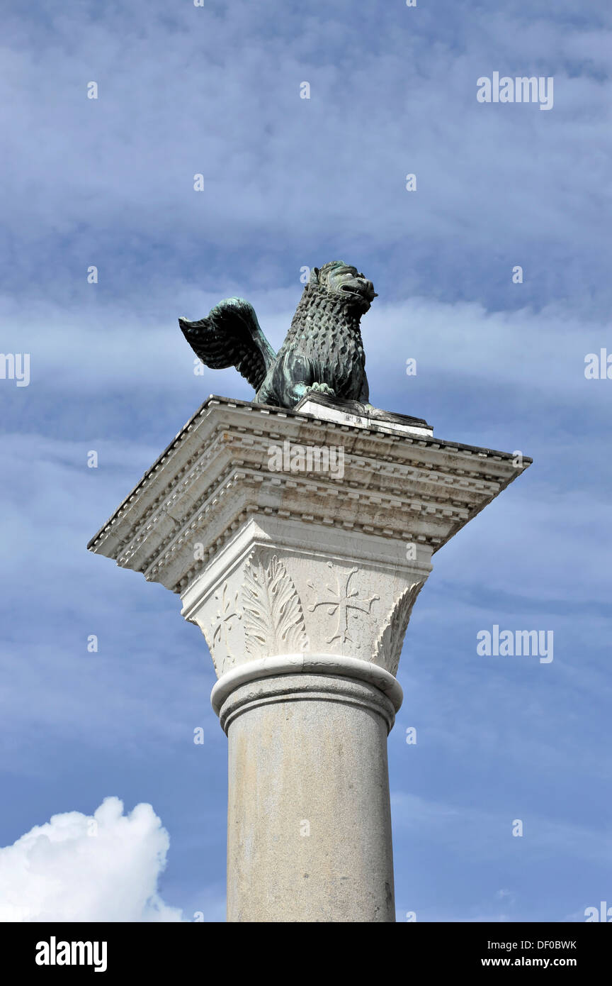 Column, capital with the winged lion of San Marco, the patron saint of