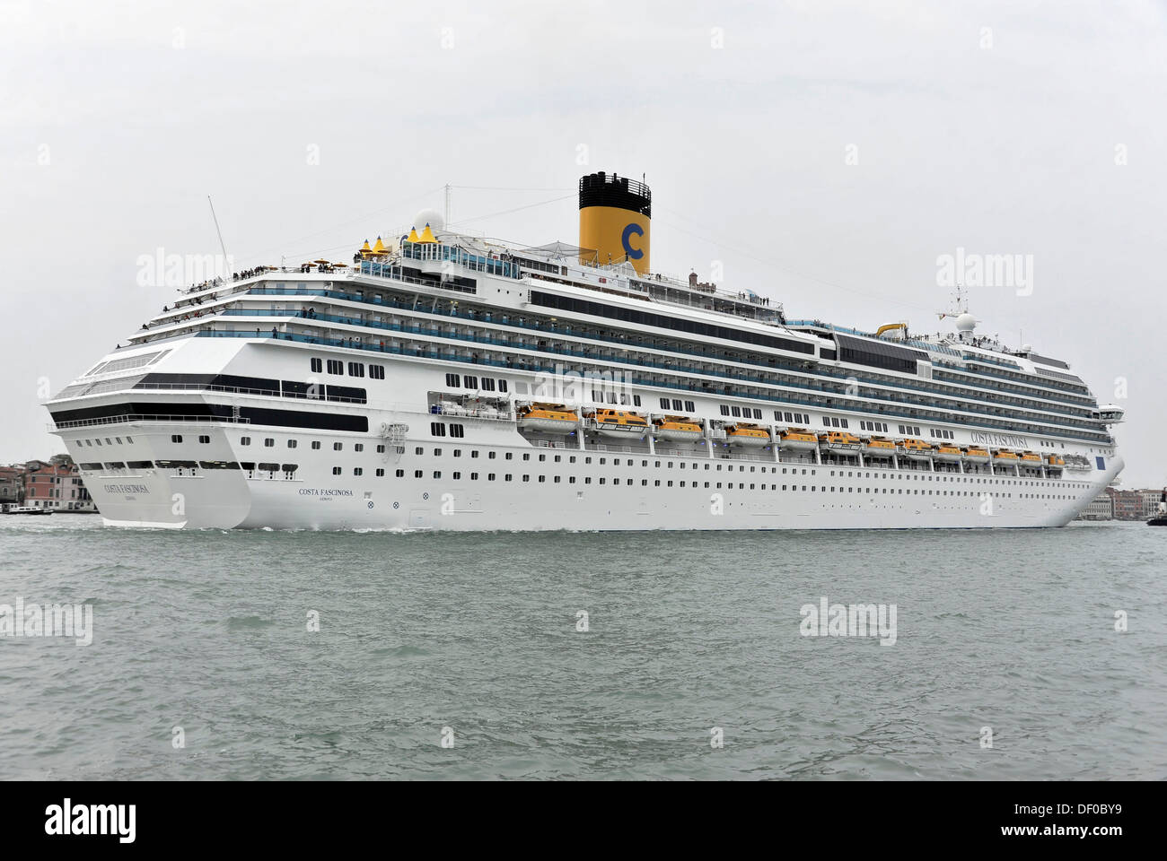 Cruise liner Costa Fascinosa, built in 2012, 290m, 3800 passengers, leaving the port of Venice, Venice, Veneto, Italy, Europe Stock Photo