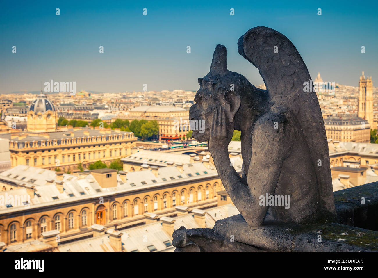 Gargoyle on Notre Dame Cathedral Stock Photo