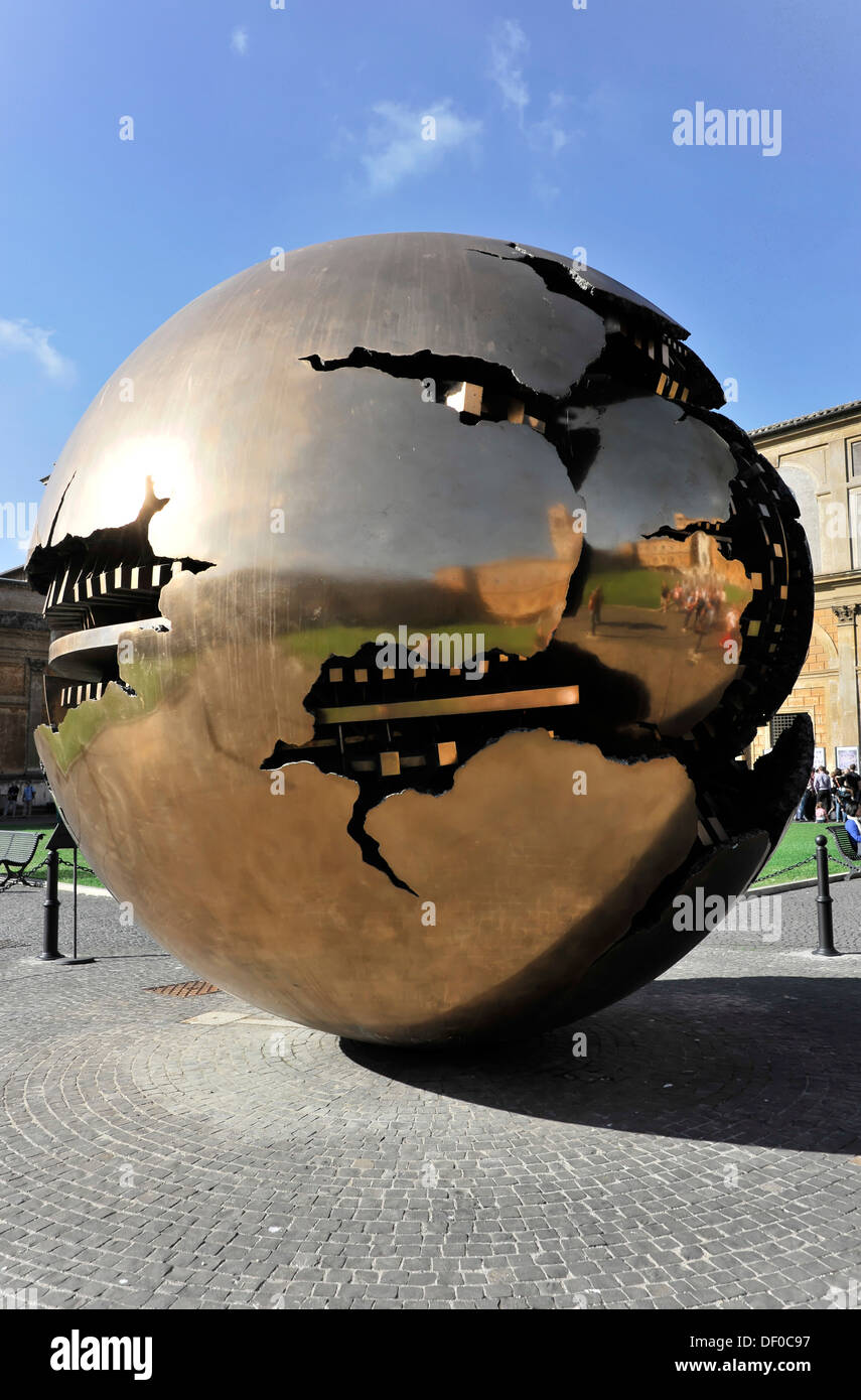 Mappa Monda, Sphere within Sphere, globe, Palazzetto del Belvedere, Cortile della Pigna, Vatican Museums, Vatican, Rome, Lazio Stock Photo