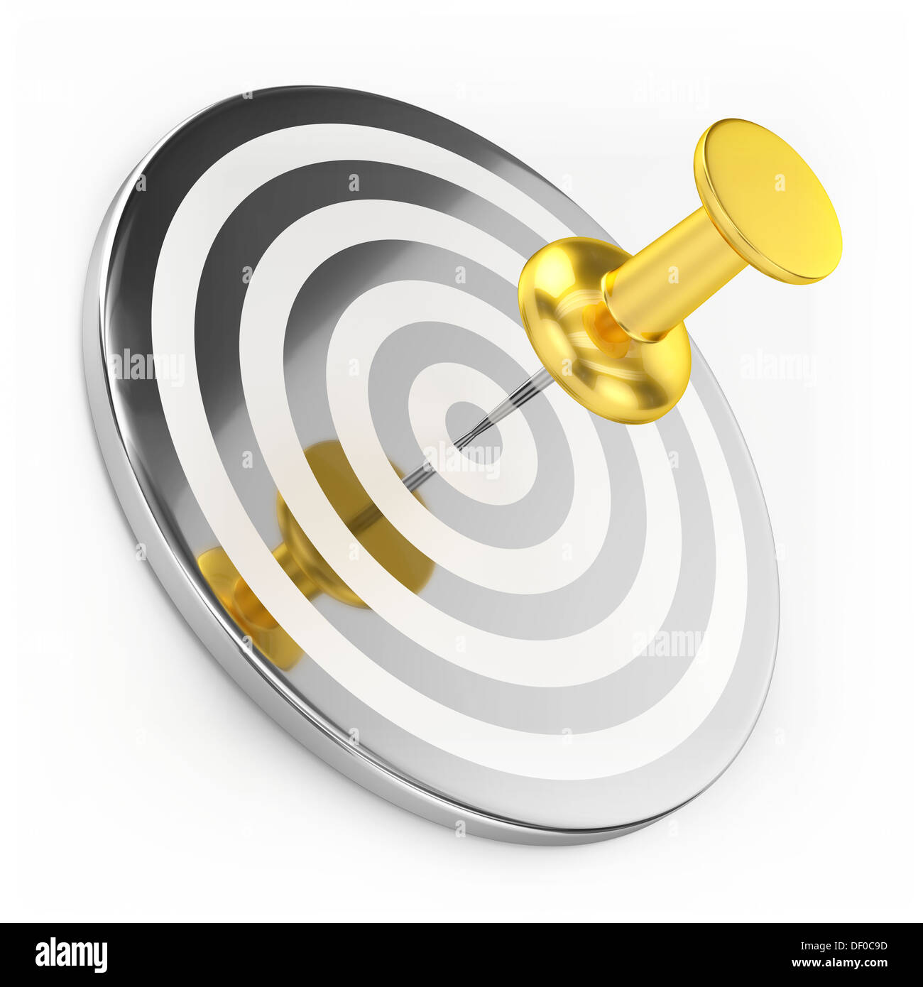 Golden Thumbtack On Target Stock Photo Alamy