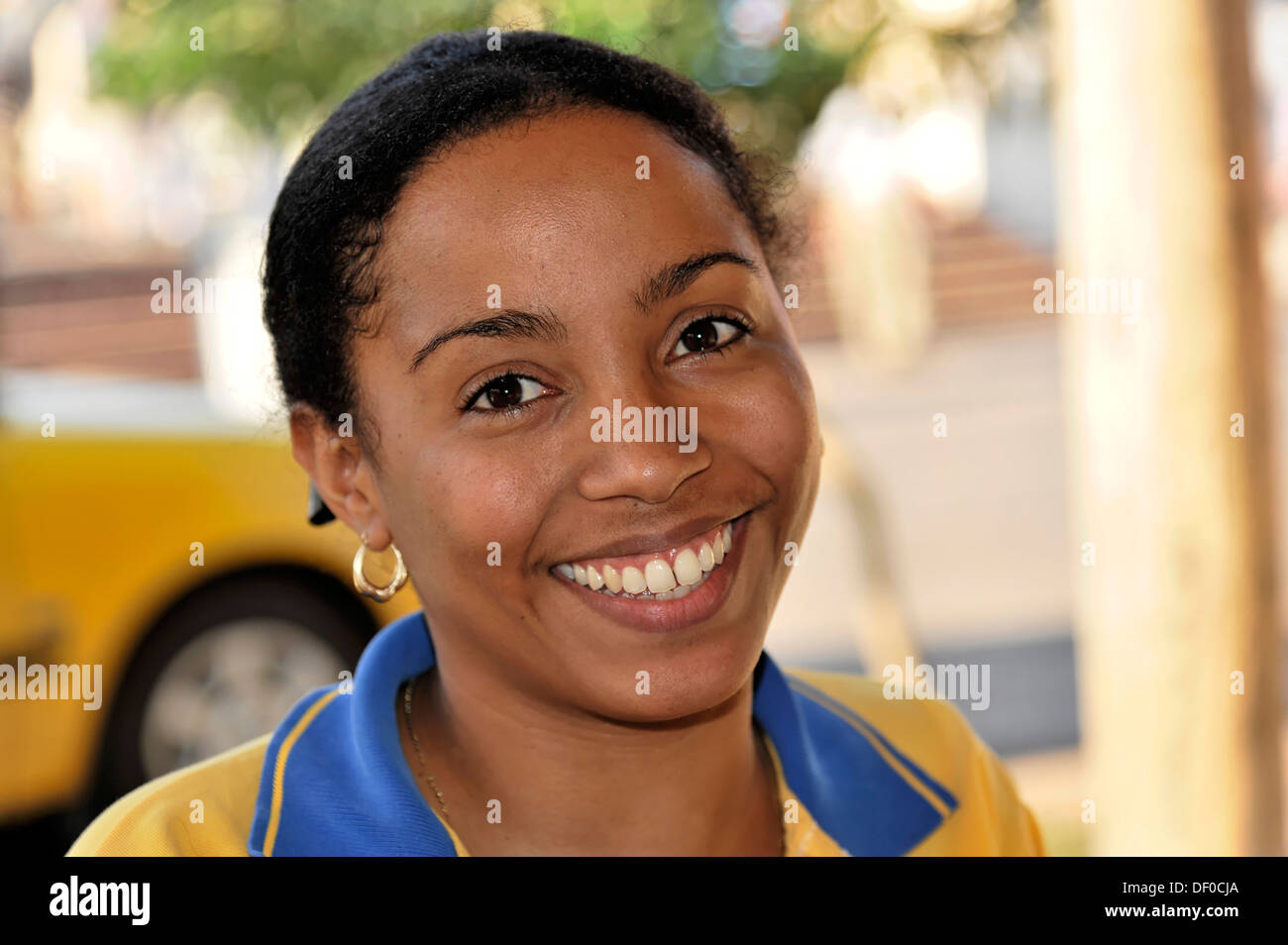 Cuban woman, portrait, Vinales, Valle de Vinales, Pinar del Rio province, Cuba, Greater Antilles, Central America, America Stock Photo