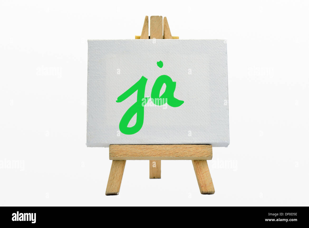 An easel with sign YES Stock Photo