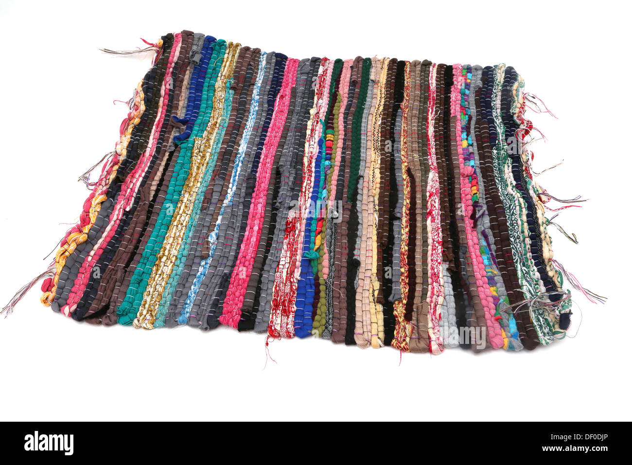 Colourful Bathroom Mat Made Out Of Recycled Fabric Stock Photo