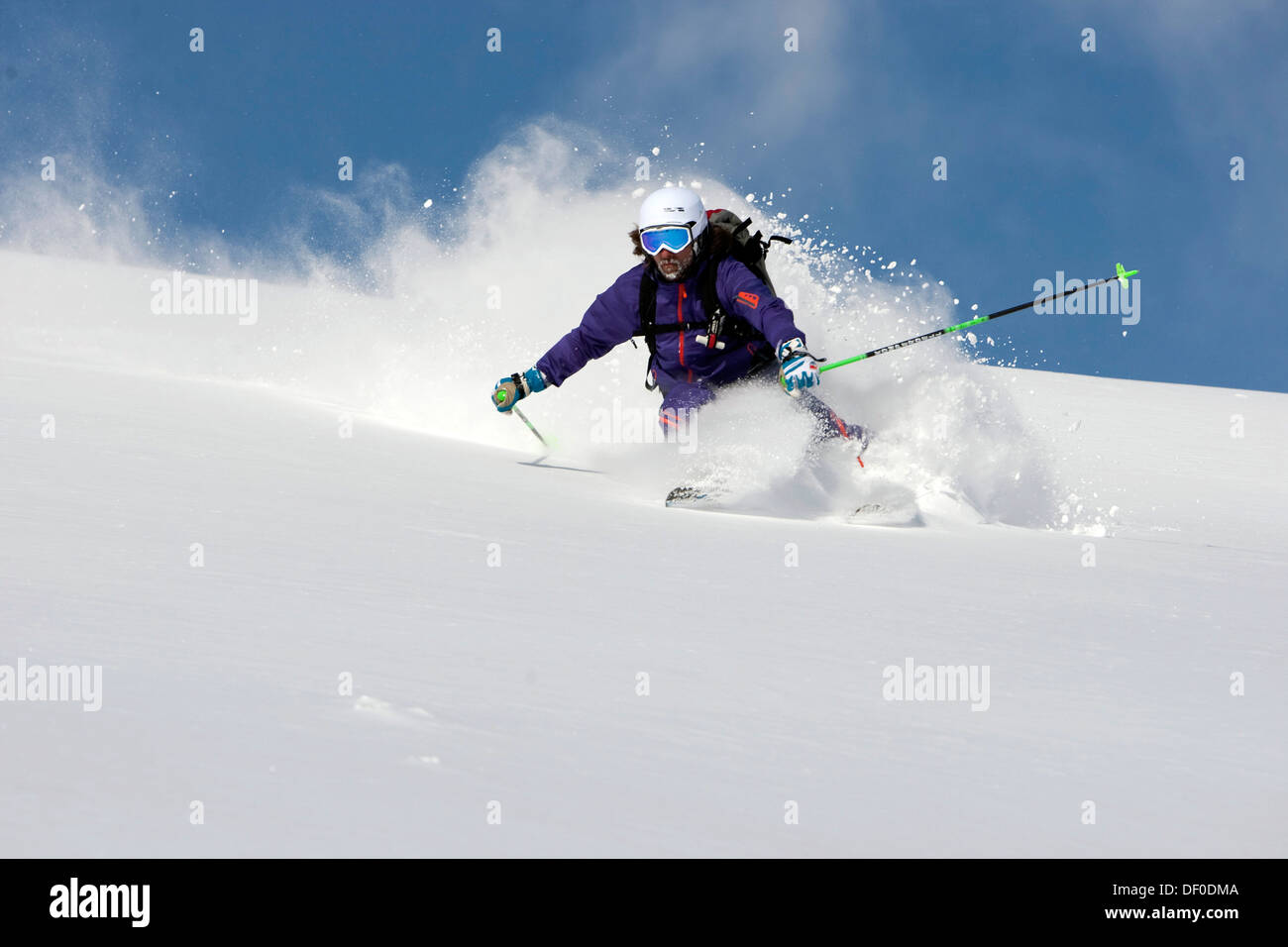 Skier, deep snow, Gerlos, Tyrol, Austria, Europe Stock Photo