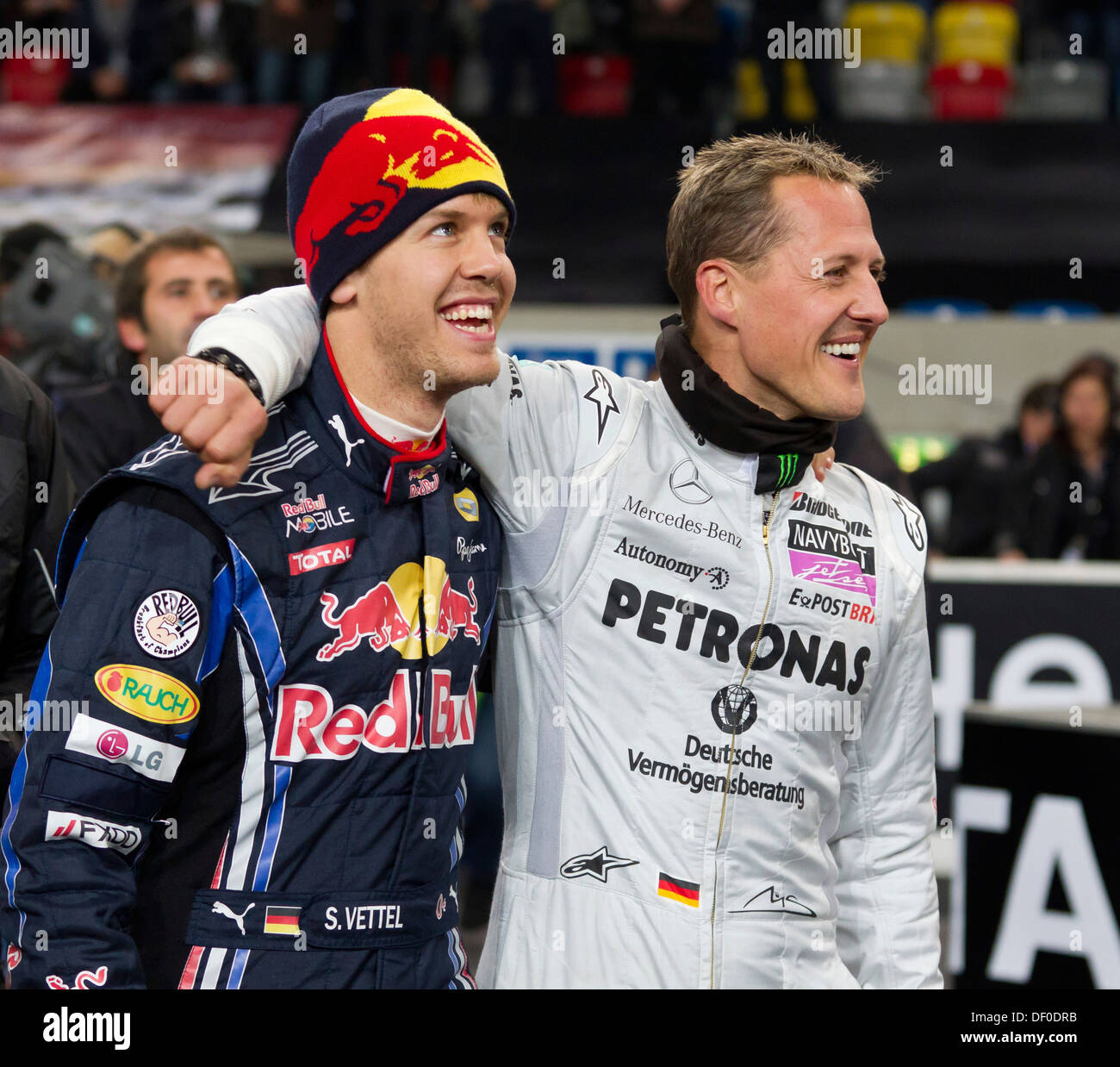 Sebastian Vettel and Michael Schumacher Stock Photo