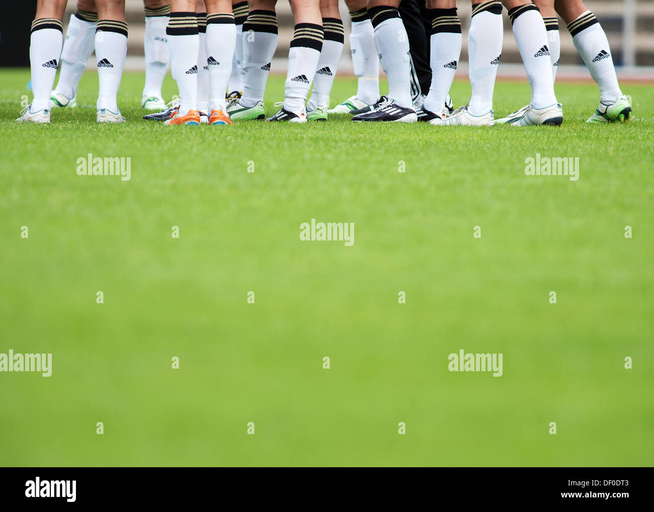 Public training of the German Women's National Soccer Team, detail of the legs, Neuisenburg, Hesse Stock Photo
