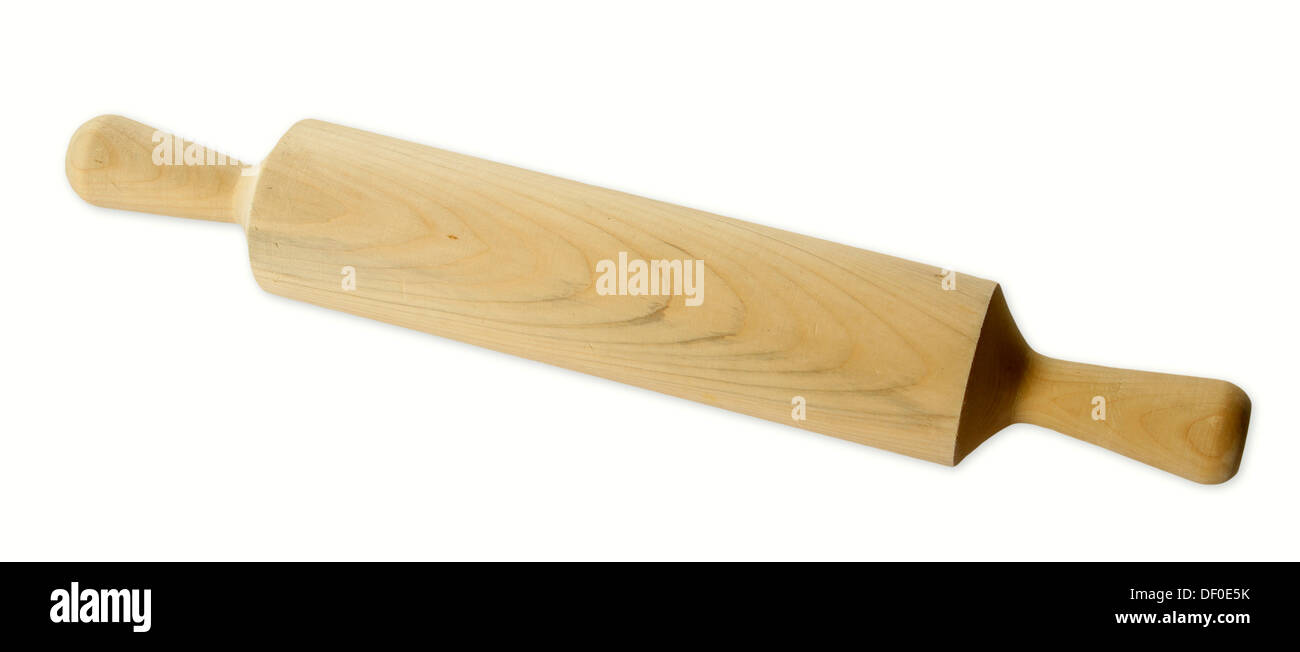 Rolling pin isolated on plain white background Stock Photo