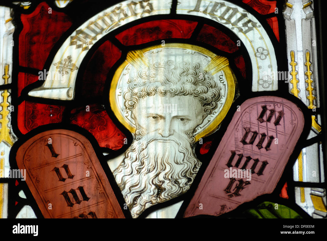 Church window, Wells Cathedral, Wells, Somerset, England, United Kingdom, Europe Stock Photo