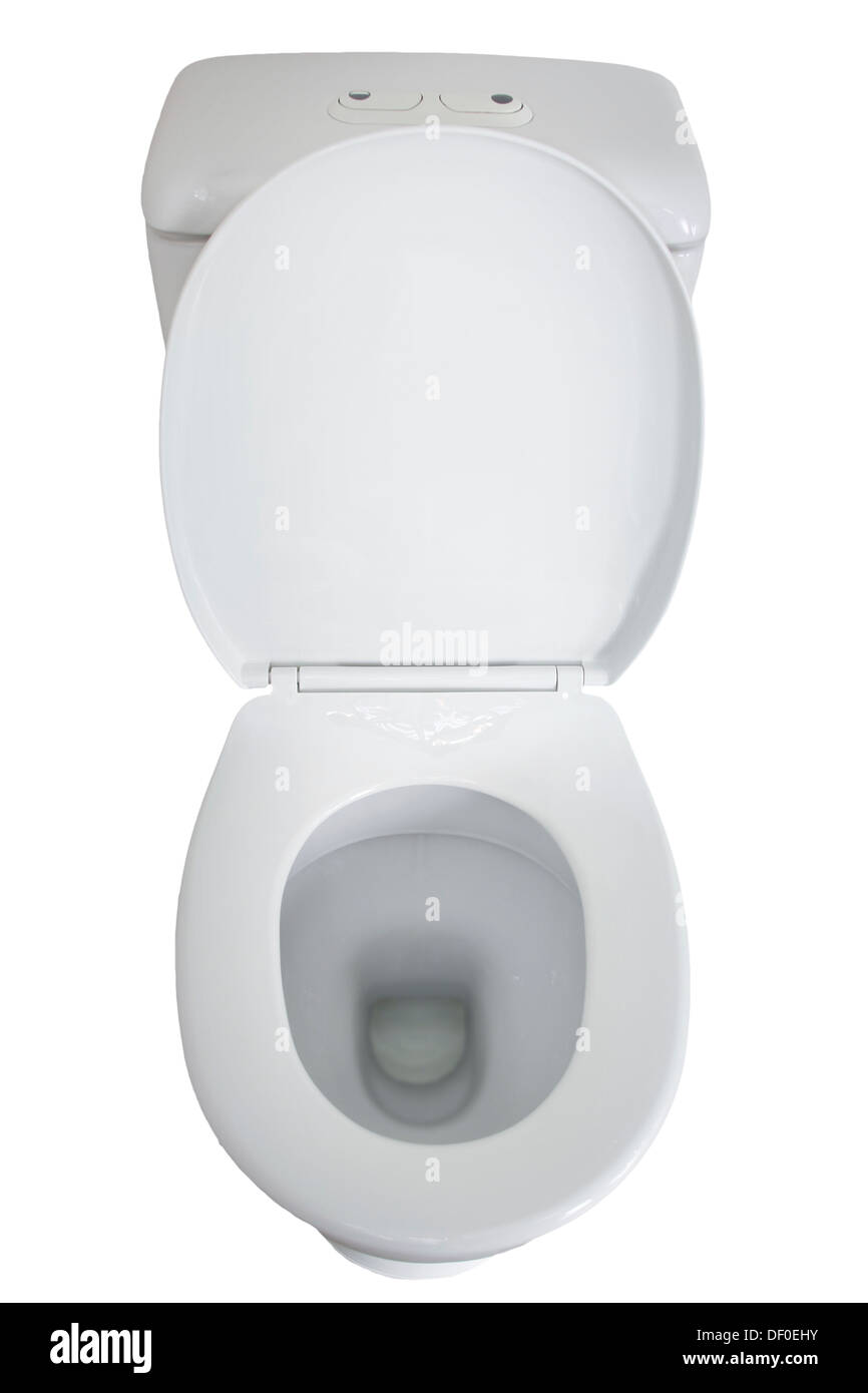 Closeup of toilet isolated on plain background Stock Photo