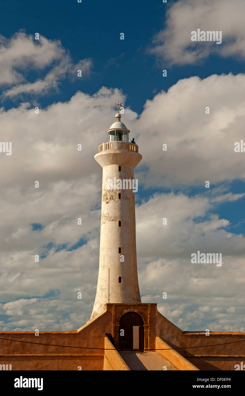 Clouds above the lighthouse of Rabat, Phare de Rabat, at the Atlantic ...