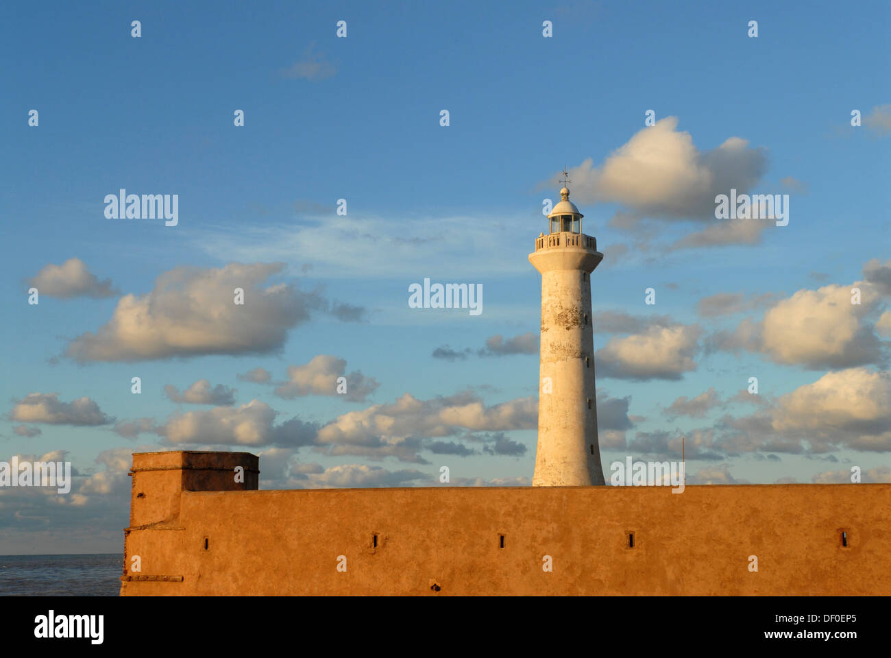Clouds above the lighthouse of Rabat, Phare de Rabat, at the Atlantic ...