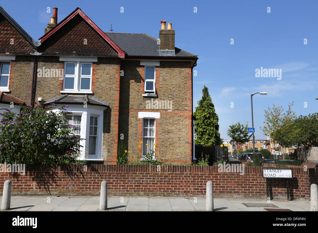 Wimbledon London England Stanley Road Semi-detached Houses Stock Photo