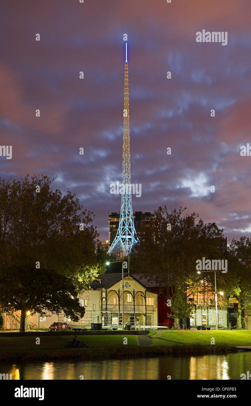 The spire of The Arts Centre and Theatres Building, part of the