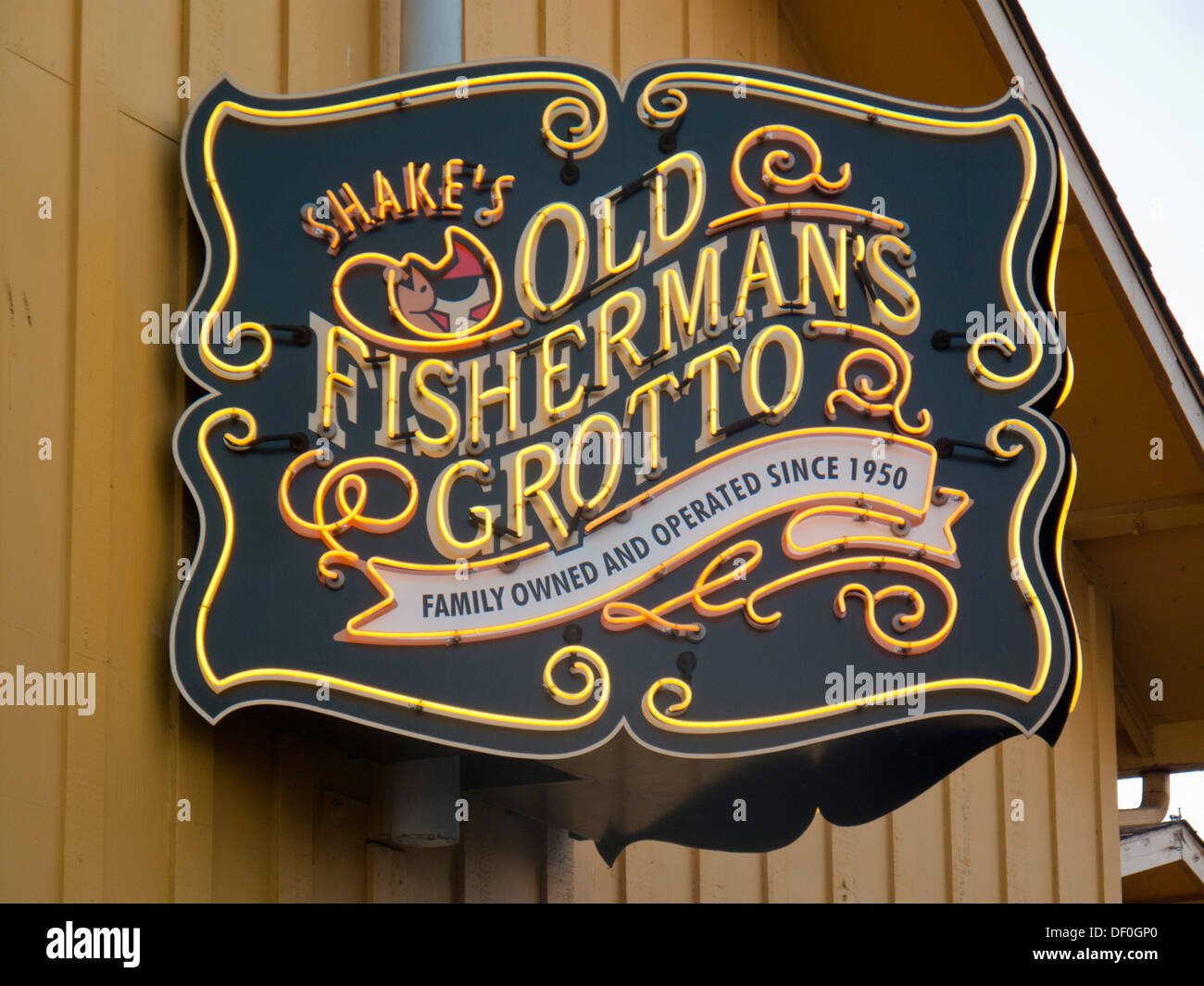 Old Fisherman's Grotto on Fisherman's Wharf , Monterey, California Stock Photo