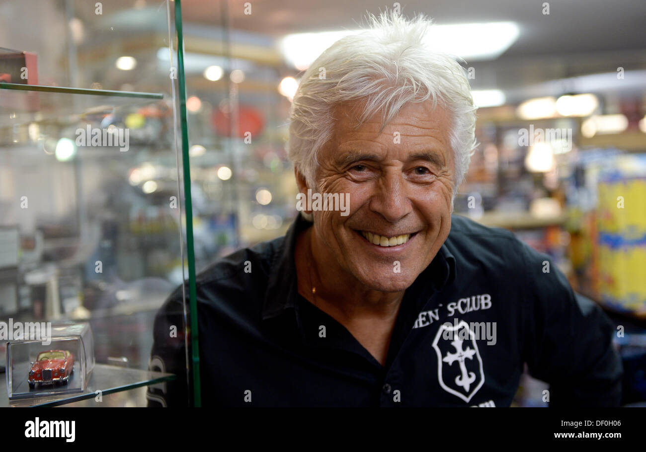Owner of the toy shop idee+spiel, Heinz Lehmann, smiles for the camera in Hanover, Germany, 20 September 2013. Photo: Peter Steffen Stock Photo