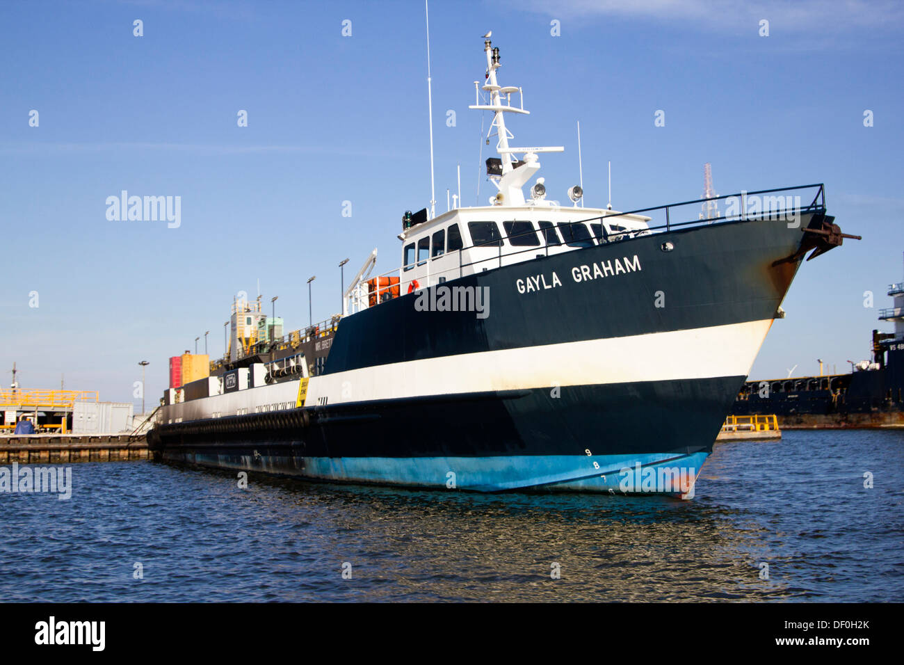 GAYLA GRAHAM crew boat in Port Fourchon Stock Photo