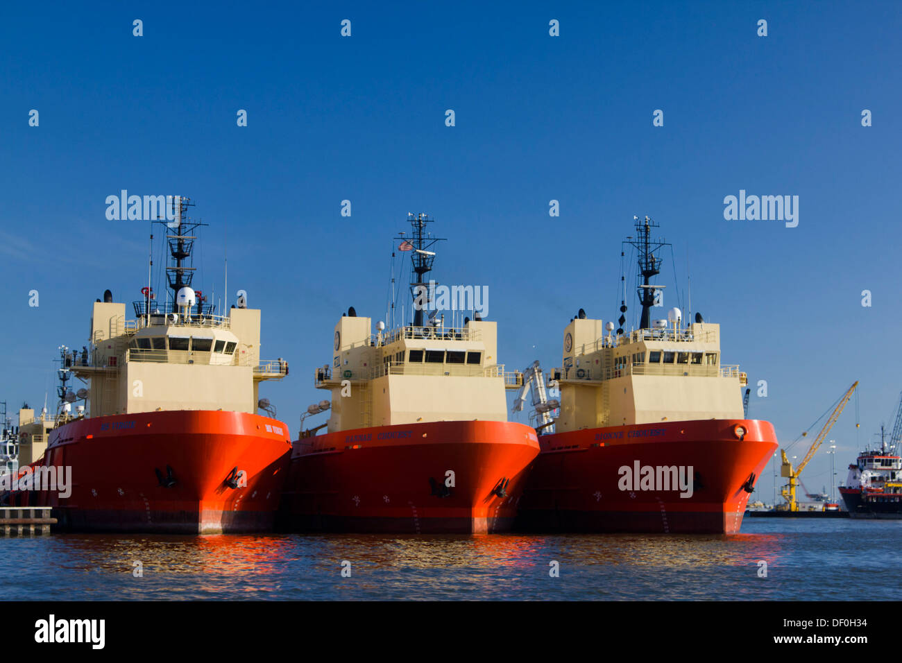 Edison Chouest Offshore (ECO) platform supply vessels at Port Fourchon Stock Photo