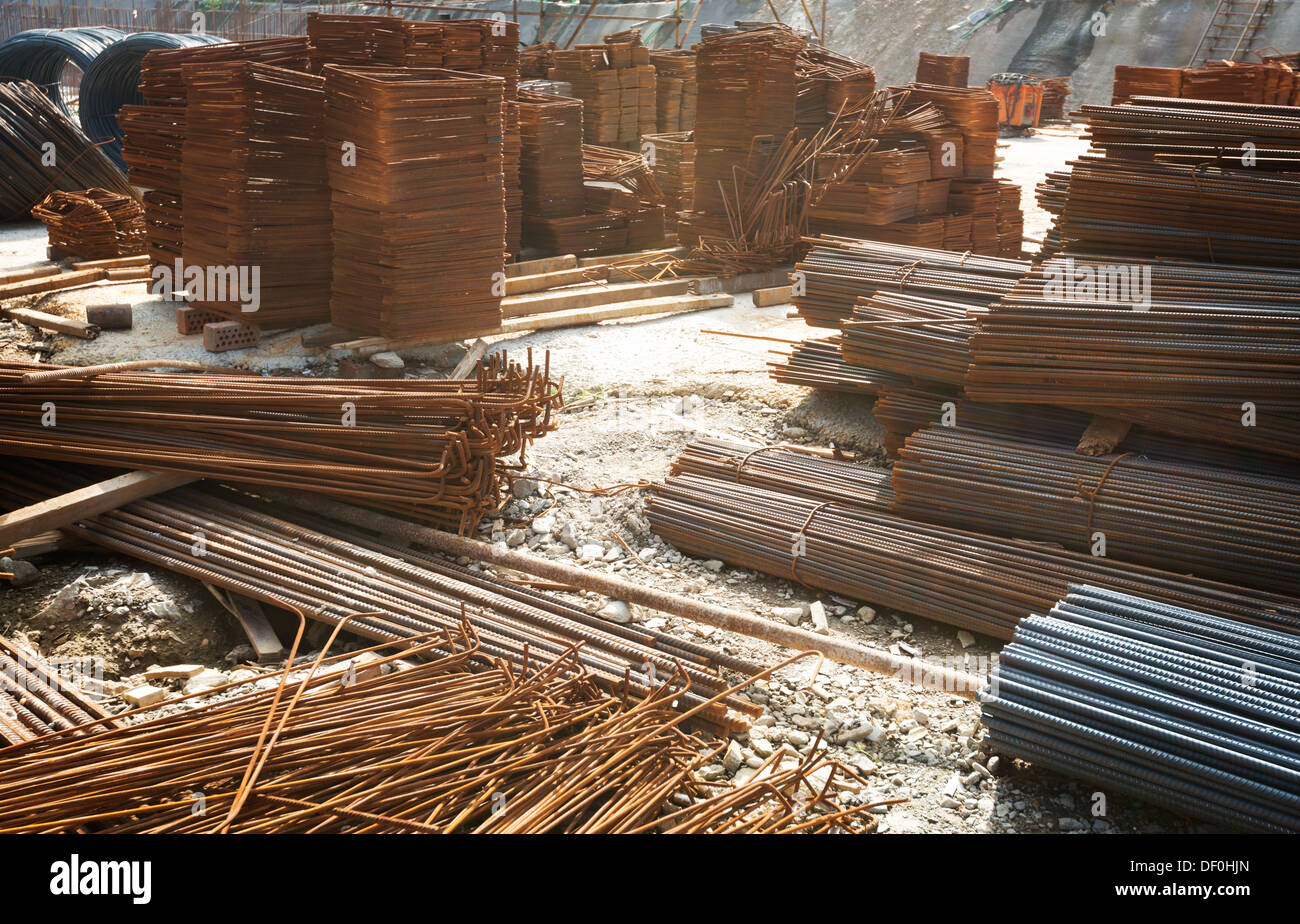 Steel rods or bars used to reinforce concrete Stock Photo Alamy