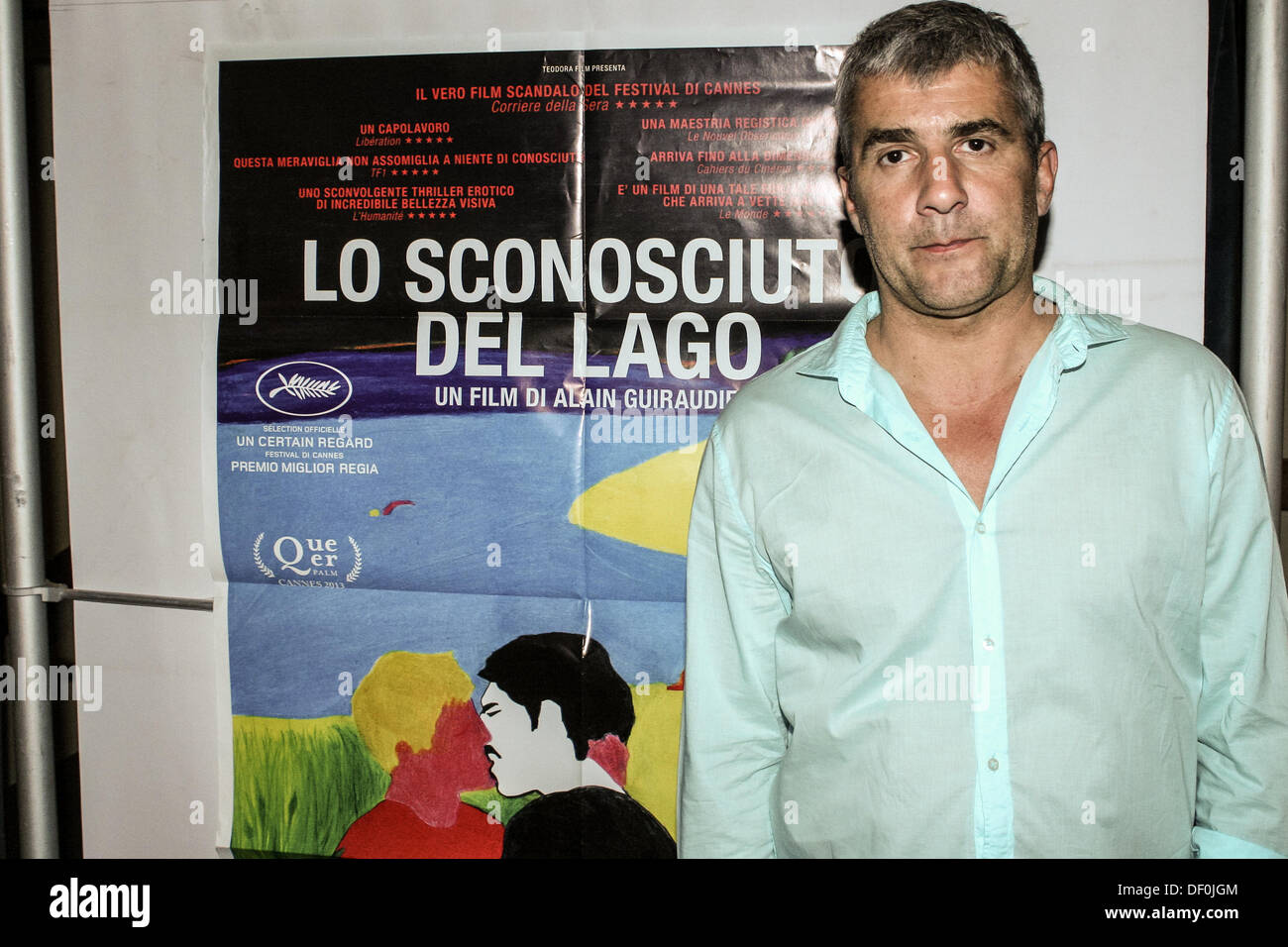 Bologna, Italy. 25th September, 2013. Premiere of the movie 'L'inconnu du lac' directed by Alain Guiraudie, Scandal Movie at Canne 2013, talk with the director in Bologna, Italy on Sep 25, 2013. Stock Photo