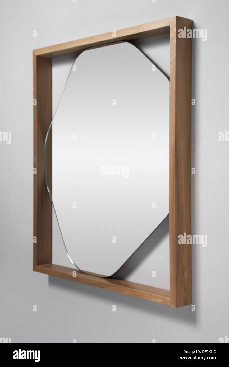 Mirror in a wooden frame Stock Photo Alamy