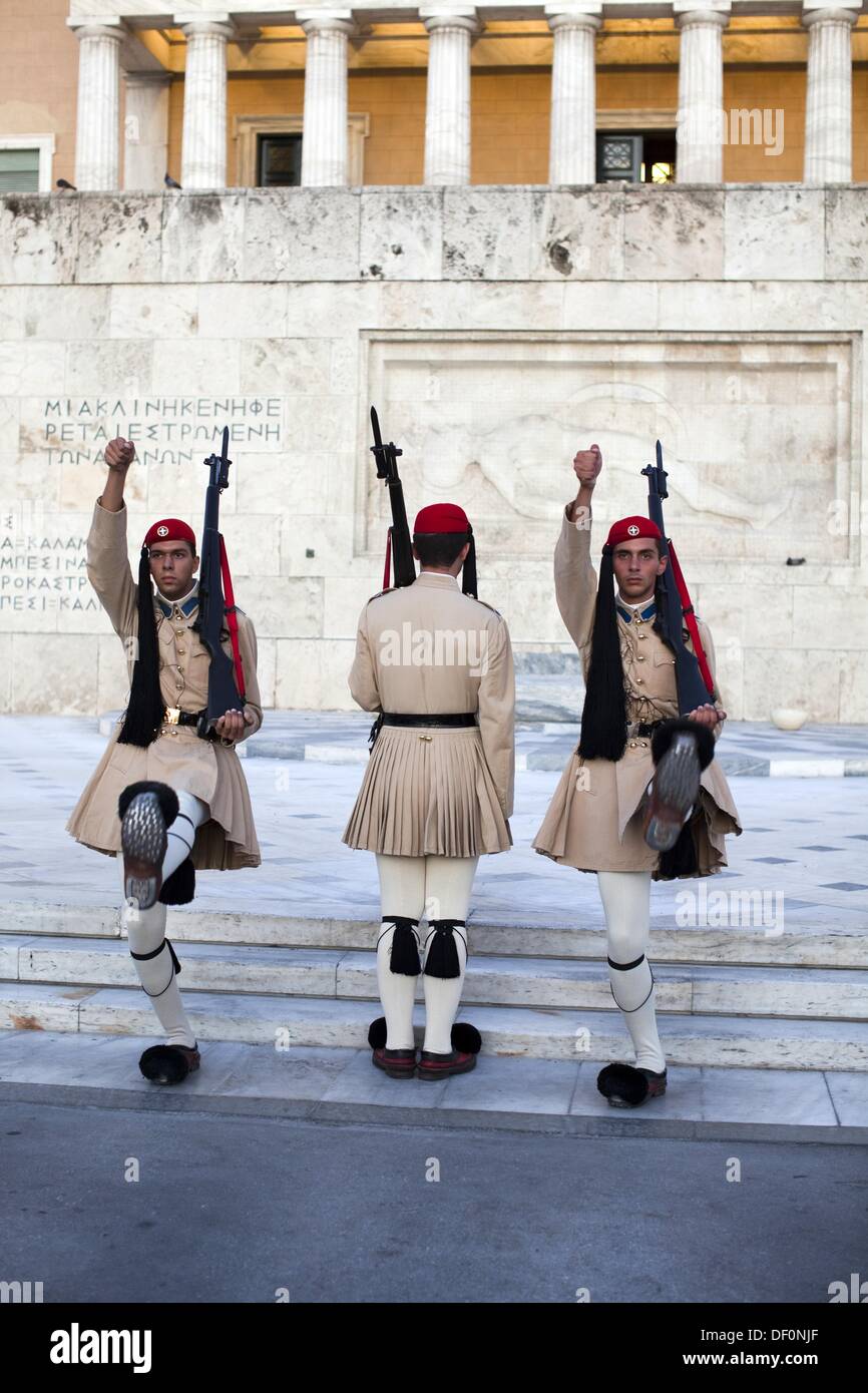 Guards (Evzones). Parade at Tomb of Unknown Warrior. Athens. Greece ...