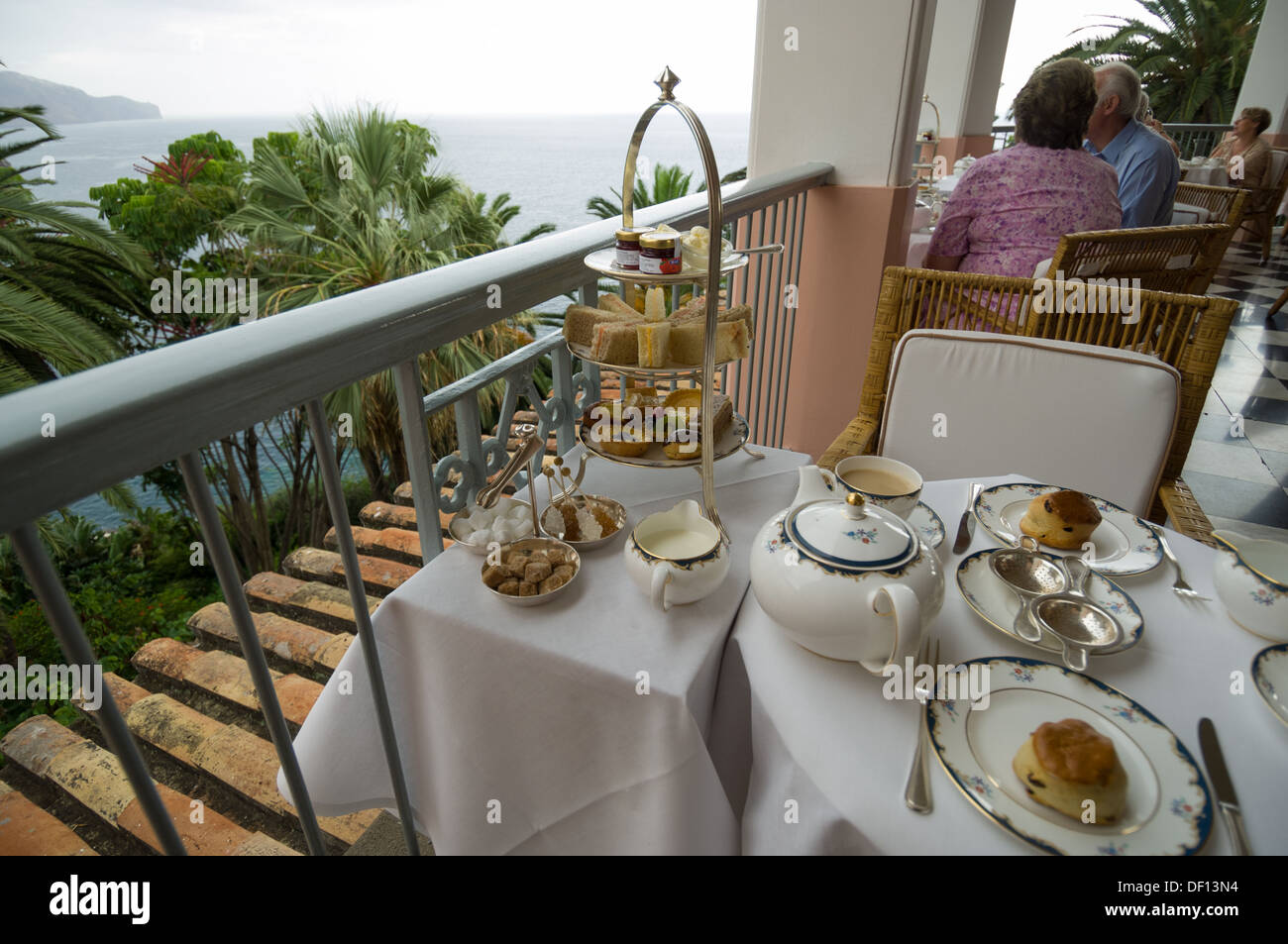 Afternoon Tea on the terrace at Reid's Palace Hotel, Funchal, Madeira