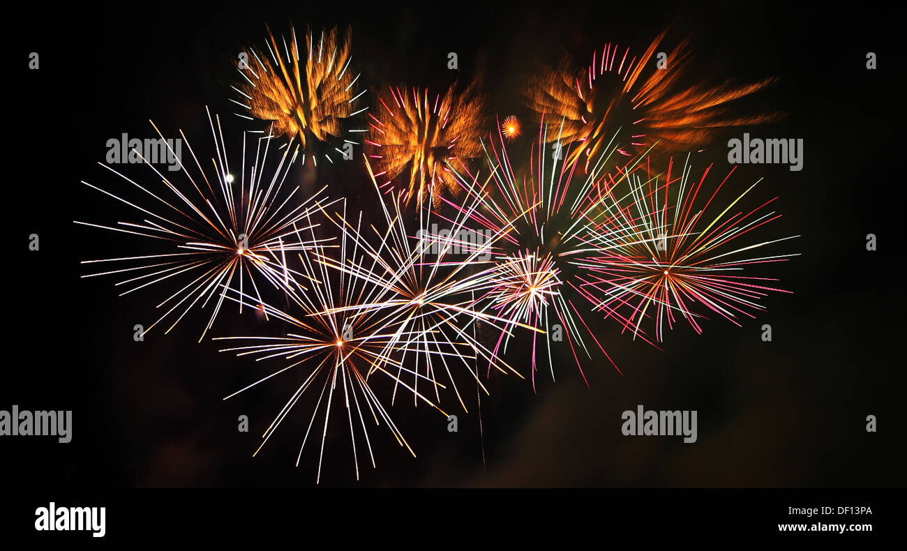Berlin, Germany, fireworks on the Pyroworld 2011 Stock Photo