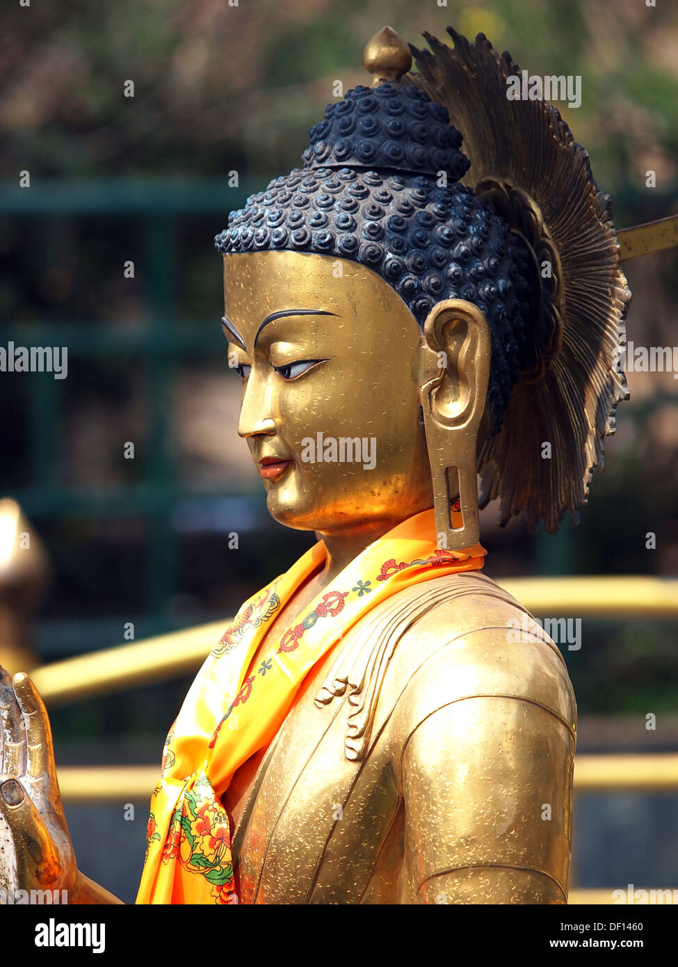 budhist golden statue in Monkey temple Kathmandu Nepal Stock Photo Alamy