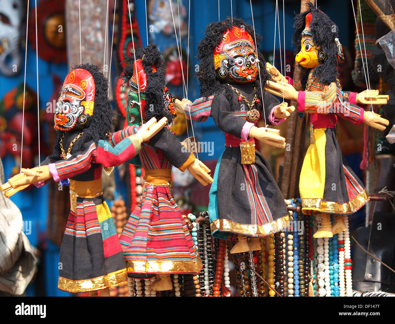 traditional puppets on open market in Nepal Stock Photo Alamy