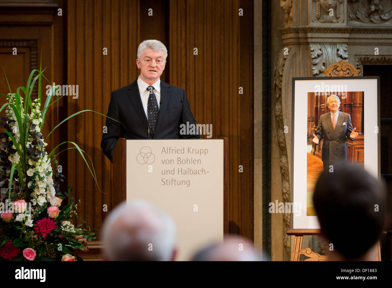 CEO of Thyssenkrupp Heinrich Hiesinger speaks during the funeral for