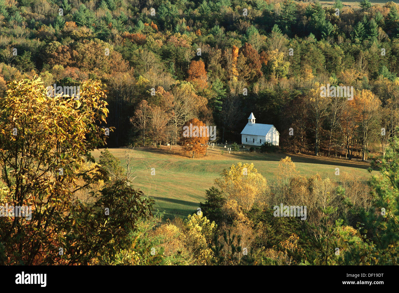 Methodist church. Cades Cove in fall. Great Smoky Mountains National