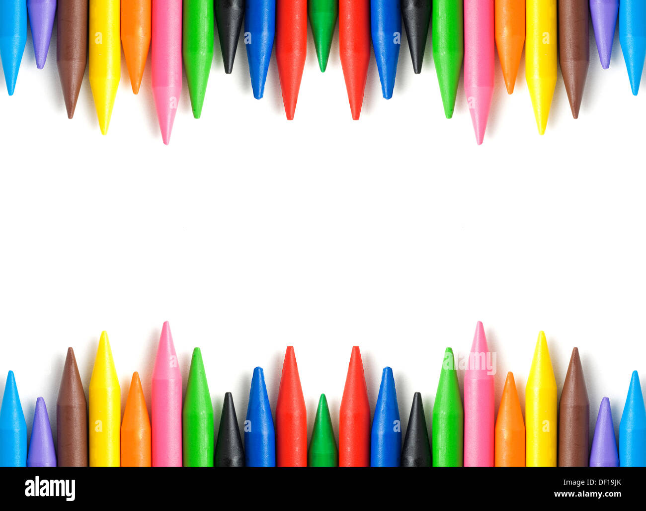 Wax crayons frame isolated on white background with copy space Stock ...