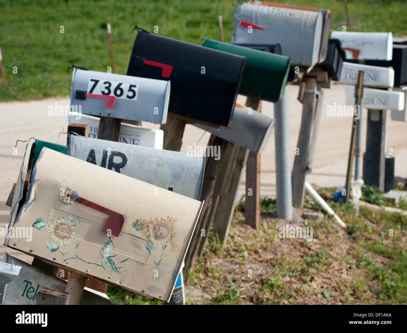 Rural mailboxes in Atascadero, California, United States Stock Photo