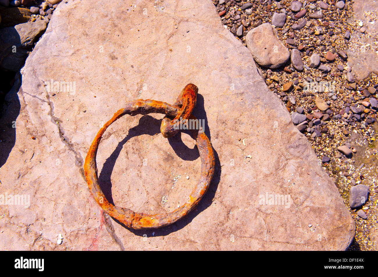 Old iron ring in stone Stock Photo Alamy