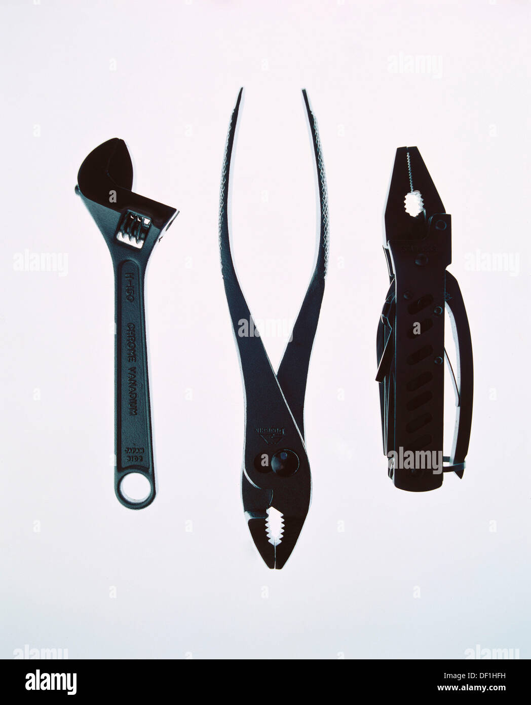Pair of pliers and wrench Stock Photo Alamy