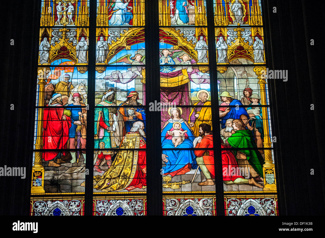 Nativity stained glass window, Cologne Cathedral, Cologne, Germany