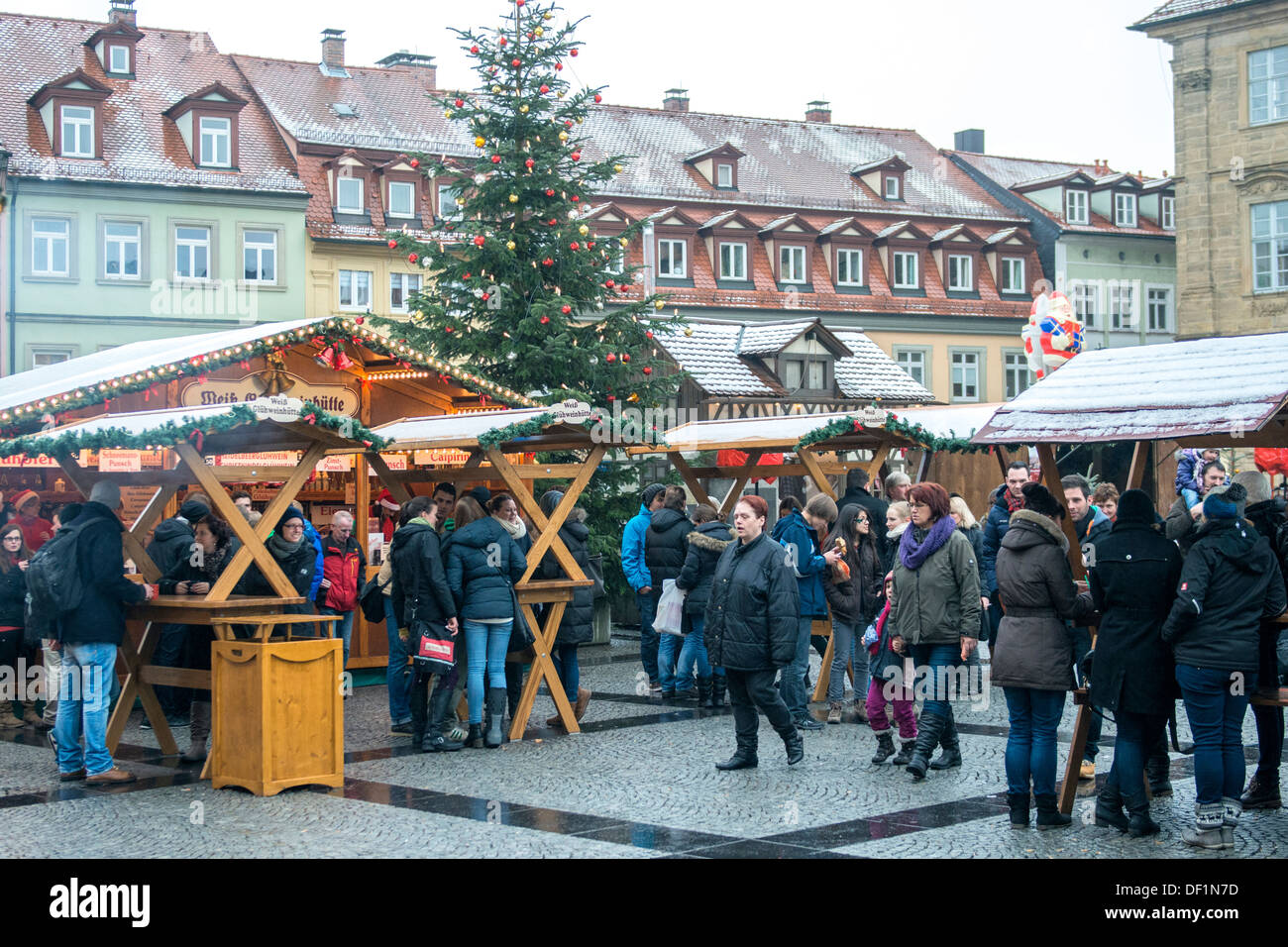 People at Christmas Market, Bamberg, Germany Stock Photo Alamy