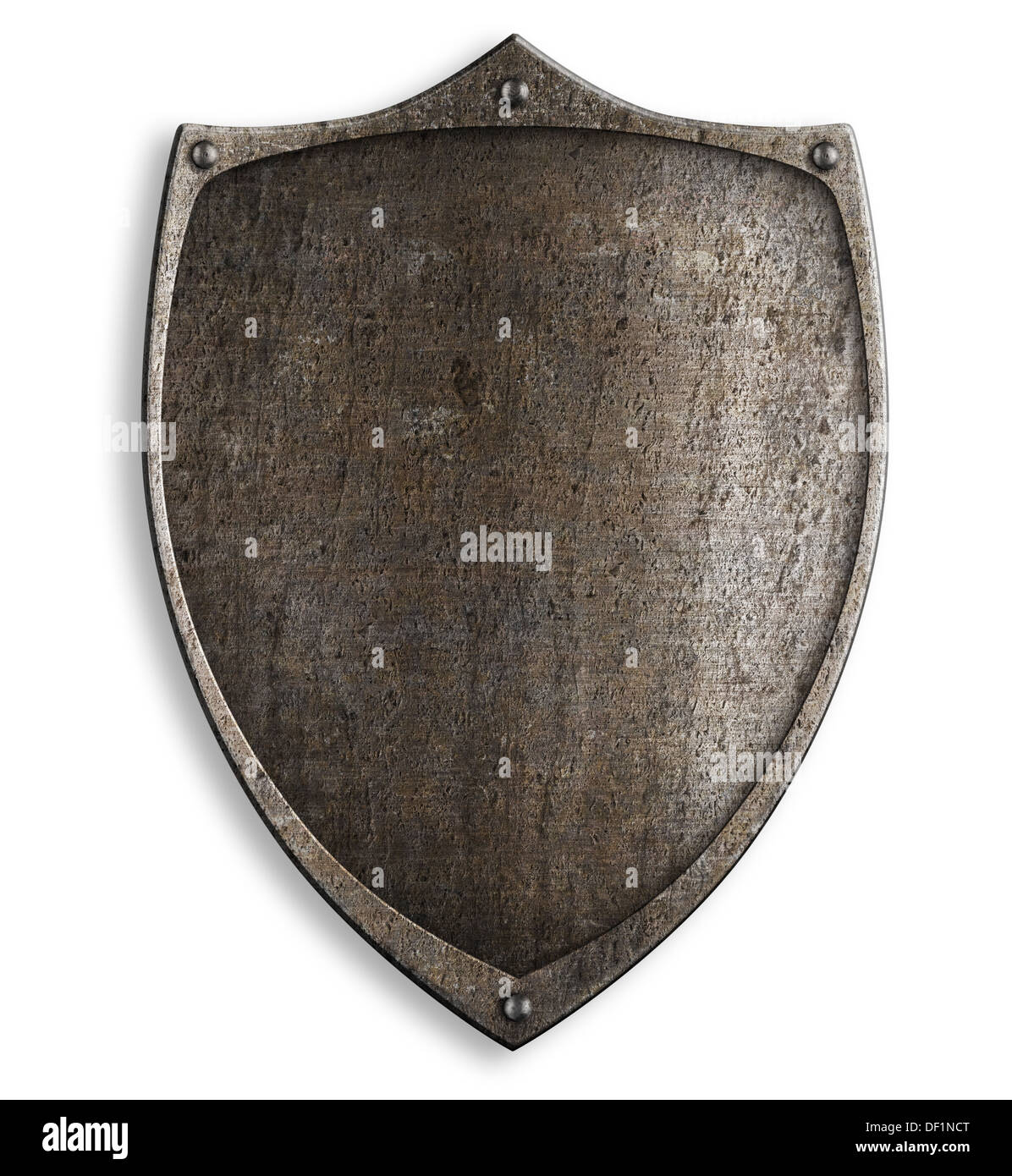 old medieval metal shield with clipping path included Stock Photo - Alamy