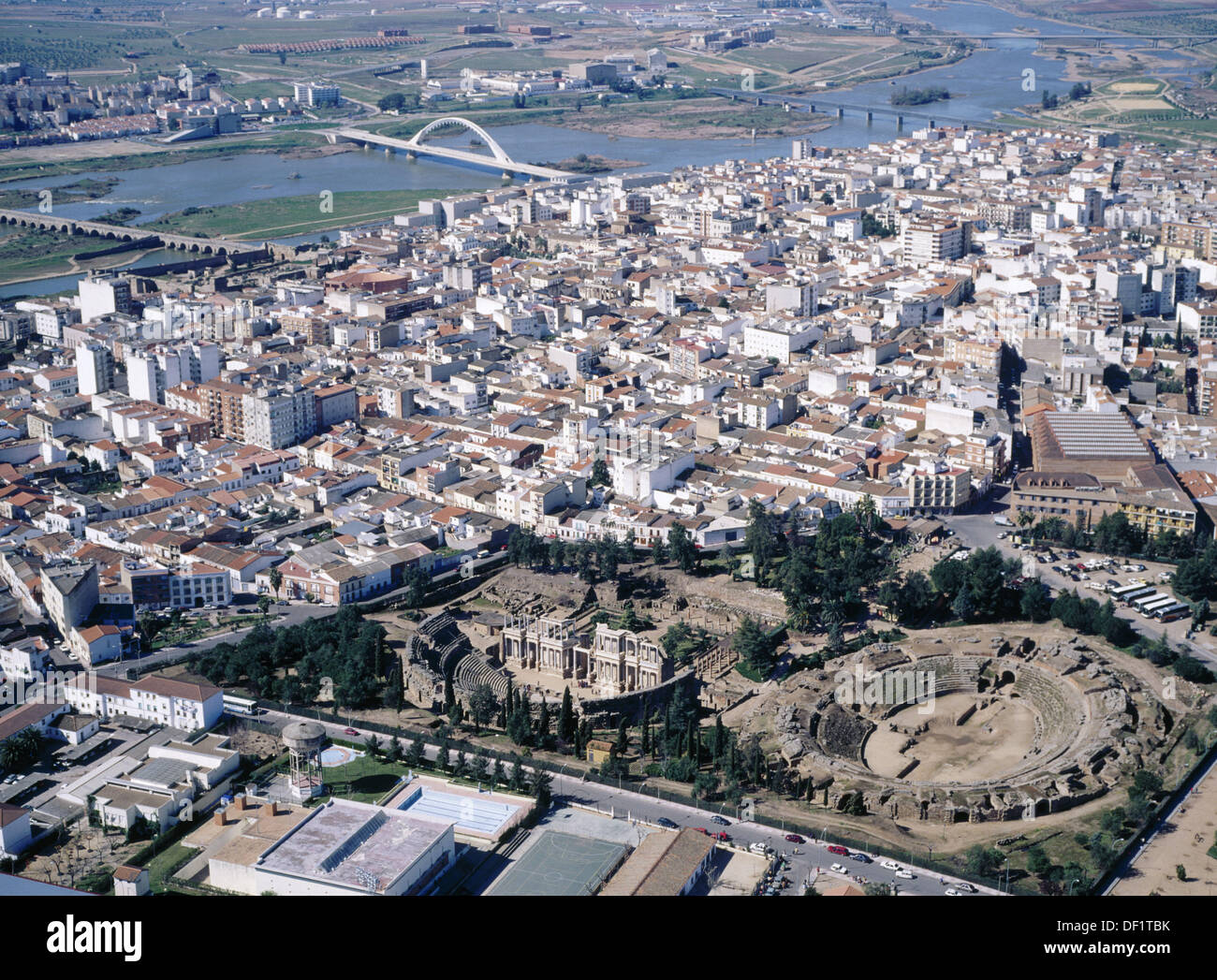 Aerial view merida badajoz province hi-res stock photography and images