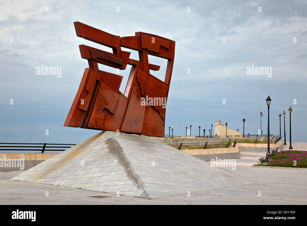 ´Nordeste´ (North-East), sculpture by Joaquín Vaquero Turcios, Cimadevilla district, Gijón, Asturias, Spain. Stock Photo