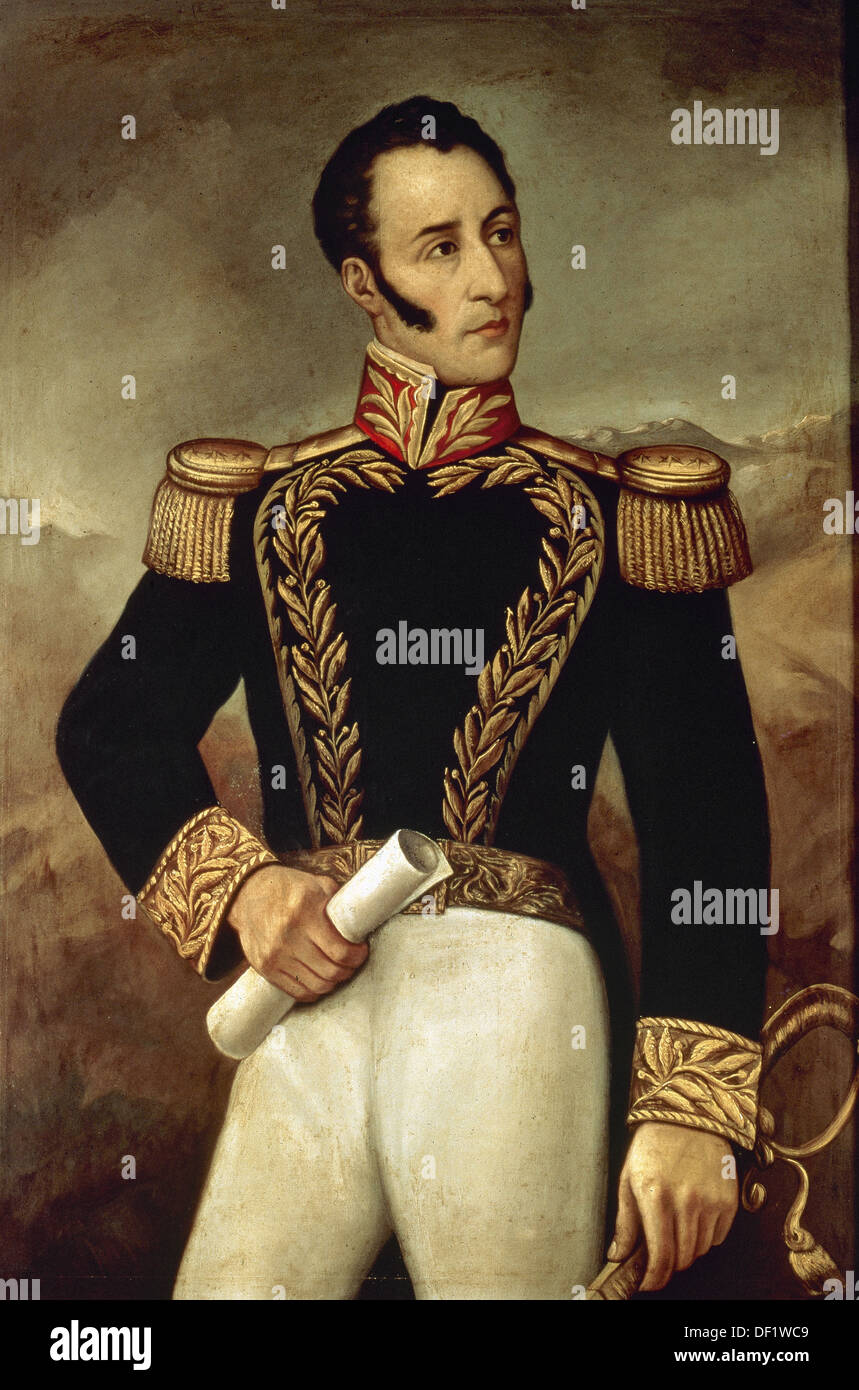 Antonio Jose de Sucre (1795-1830). Venezuelan independence leader. Portrait by Joaquin Pinto (1842-1906). Museum of Sucre. Quito Stock Photo