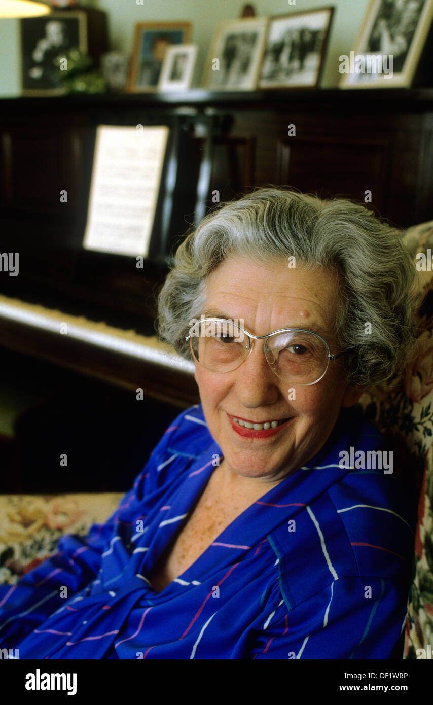 Eva Hart, Titanic survivor photographed at her her home in Chadwell Heath,  Romford,Essex in 1985. Scanned in  was seven years old when she  and her parents boarded the Titanic as second-class
